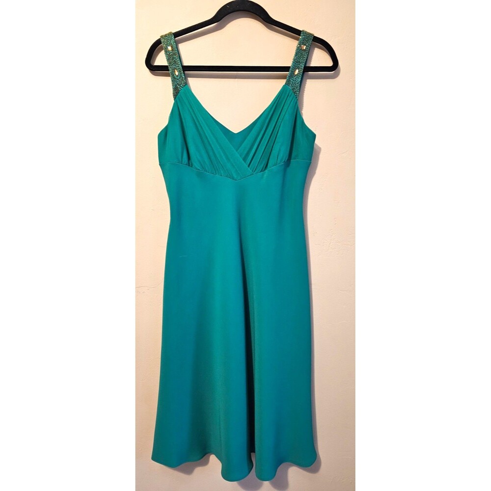 Evan Picone Green  Evening Dress Women's Size 8 Sleeveless Gown, embellishments